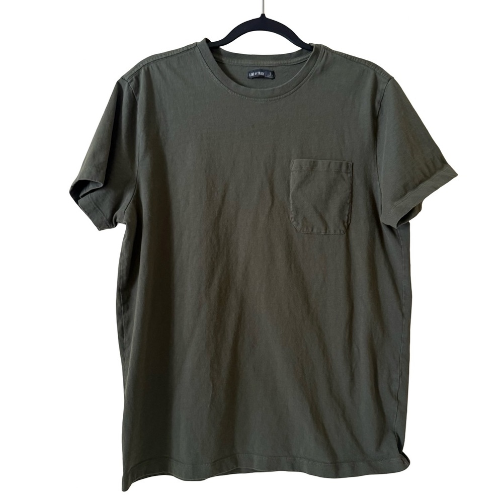 Line Of Trade T-Shirt Mens  Pocket Short Sleeve Cotton Crew Neck SZ L Green